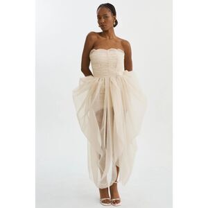 Lamarque Ivory Strapless Midi Dress